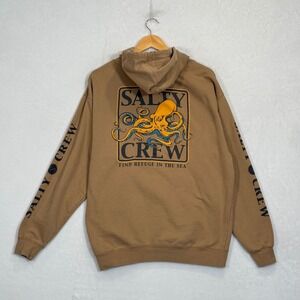 Salty Crew Brown Octopus Graphic Pullover Hoodie Large